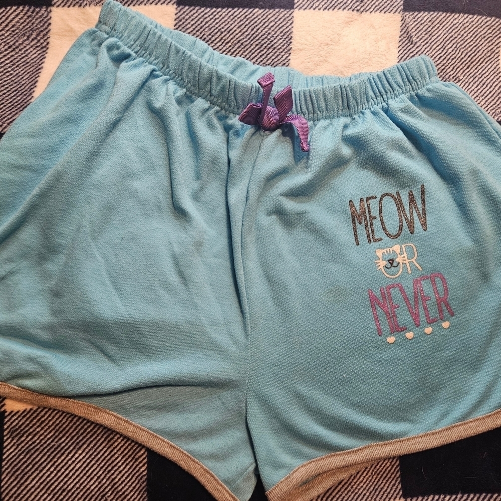 Cute Blue 'Meow or Never' Shorts